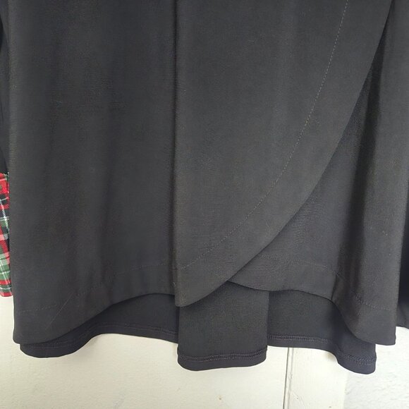 Ali Miles Cowl Neck Oversized Casual Black Red Plaid Print Pullover Tunic PL - Picture 6 of 11